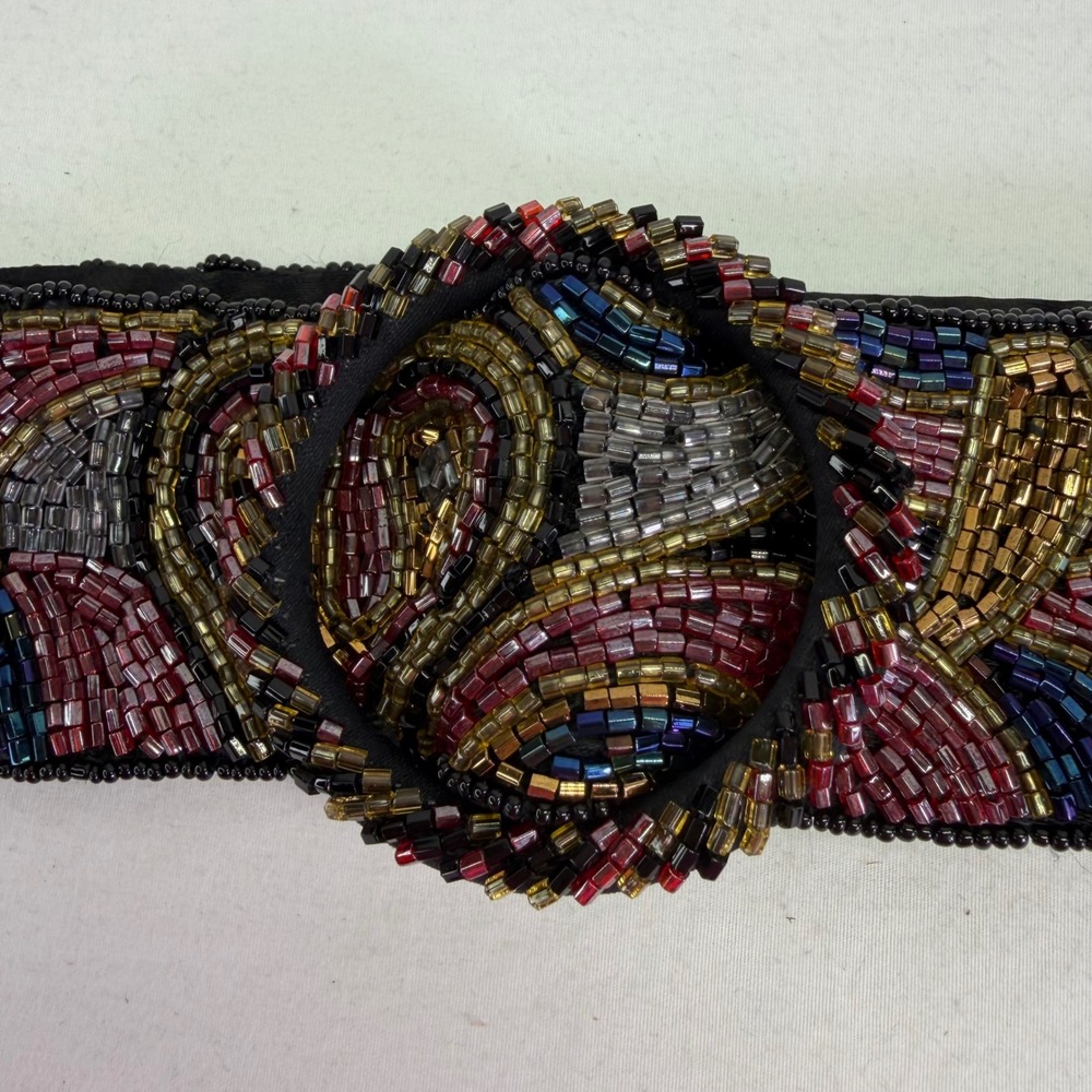 Vintage Eve Beaded Belt Womens OS Paisley Abstract Art Deco Party Glam Boho